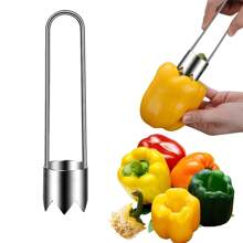 Vide-fruits et légumes en acier inoxydable, durable et facile à utiliser, 1 pièce - Gadget de cuisine universel compatible avec les pommes, poires, tomates, poivrons - Extracteur de graines de poivrons rouges