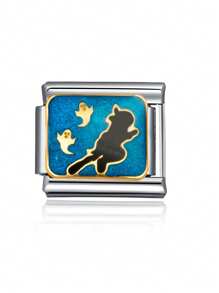 1 pieza 2025 Brazalete de acero inoxidable con dijes italianos de de moda con temas de animales como panda, búho, águila, tiburón, araña y cangrejo, adecuado como regalo para novia, amigos, familia, fiesta y accesorios diarios