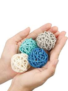 12pcs Ocean Series Vase Filler Rattan Balls, Suitable For Crafts, Parties, Wedding Table Decor, Fragrance Accessories. Rattan Ball Vase Filler, Woven Rattan Balls, Decorative Woven Rattan Balls - Multicolor - View 2