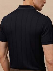 Men's Short Sleeve Ribbed Polo Sweater, Suitable For Daily Wear, Outdoor And Commuting, Old Money Style