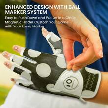 FINGER TEN Guante de golf para mujer con marcador de bola, para mano izquierda o derecha, empaque impreso. Guantes de golf para mujer, agarre en todo tipo de clima, transpirables y suaves, tallas pequeña, mediana, grande y extra grande