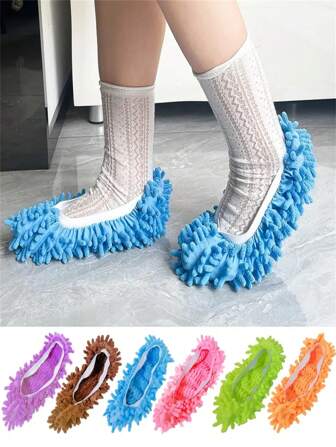 2pcs Ultra-Soft Microfiber Dust Mop Slippers - Reusable Washable Shoe Covers, Easy Floor Cleaning, Comfortable Foot Sleeves For Bedroom,Kitchen,Bathroom