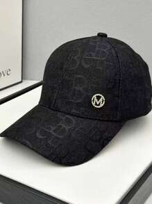 1 buc. Literă jacquard pentru femei cu șapcă de baseball cu sigla M cu strasuri, la modă, ocazională, versatilă, potrivită pentru purtarea de zi cu zi