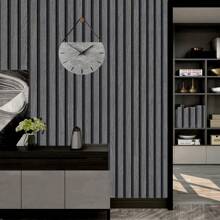 1 Roll New 3D Dark Gray Faux Lattice Stripe PVC Self-Adhesive Wallpaper, Suitable For Living Room, Dining Room, Bedroom, Study, Bathroom, Commercial And Residential Use, Removable, Waterproof, Soundproof, Furniture Renewal Wall Paper Wall Stickers Room Decor Wall Decor Kitchen Living Room Decor