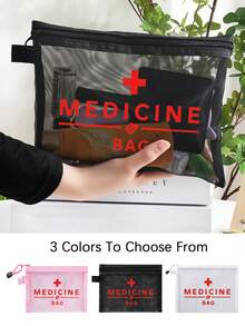 Bolsa de maquillaje de malla con texto "Medicina", bolsa de almacenamiento portátil, bolsa de cosméticos, bolsa de cuidado de la piel, esencial de viaje, suministros de dormitorio, regalo nupcial, regalo del Día de la Madre, regalo de cumpleaños, regalo para amigos y maestros, bolsa de almacenamiento de medicamentos, bolsa de almacenamiento de baño, bolsa de almacenamiento de joyas, bolsa de almacenamiento de brillo labial y maquillaje, bolsa de artículos de tocador de dormitorio estudiantil, regalo para esposa, familia, amigos, colegas - Multicolor - Ver 13