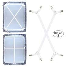 2pcs Adjustable Bed Sheet Holder Elastic Strap Clips, Cross-Shaped Bed Sheet Fastener - Multicolor - View 1