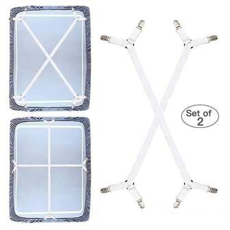 2st justerbar lakanhållare Elastiska remklämmor, korsformade lakanfäste