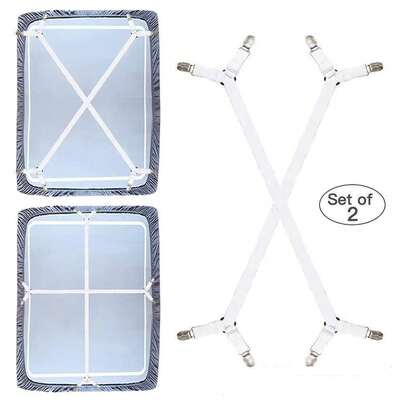 2pcs Adjustable Bed Sheet Holder Elastic Strap Clips, Cross-Shaped Bed Sheet Fastener