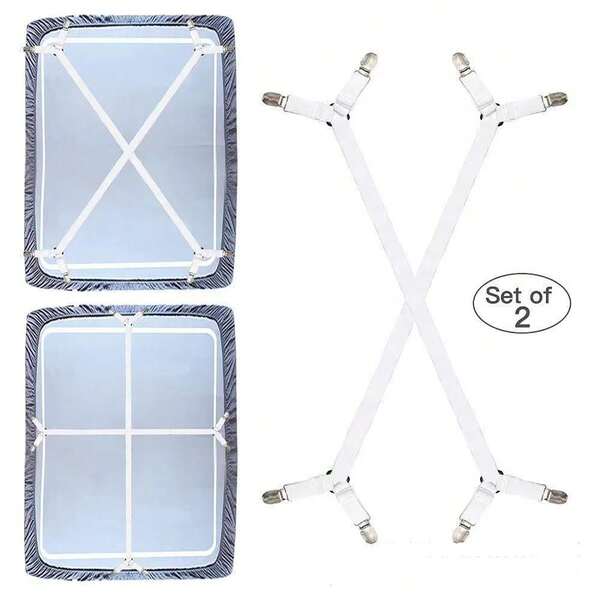 2 Stücke einstellbare Bettlaken Halter Elastikband Clips, kreuzförmiger Bettlaken Befestiger