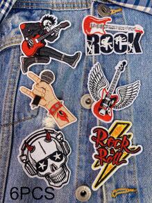 Set de 2/6 piezas de parches bordados de calavera y guitarra rock de estilo punk para música callejera, para planchar o coser en ropa, accesorios, mochilas, vaqueros, chaquetas, camisetas, gorras, vestidos, etc.