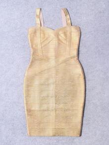 Women Metallic Shiny Strap Bandage Cocktail Party Dress, Fashion Evening Gown