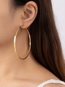 1 Pair Fashion Exaggerated Hoop Earrings, Minimalist & Practical Multifunctional - Yellow Gold - View 7