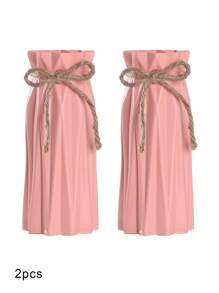 Plastic Vase, Height 6.9 Inches, Origami Design Pampas Grass Vase, Solid Color Plastic Vase, Ceramic Appearance Artificial Flower Vase, For Table Centerpiece Decoration Country Farmhouse Office Home Living Room Decoration Festive Atmosphere Gift Home Decor Glass Vase