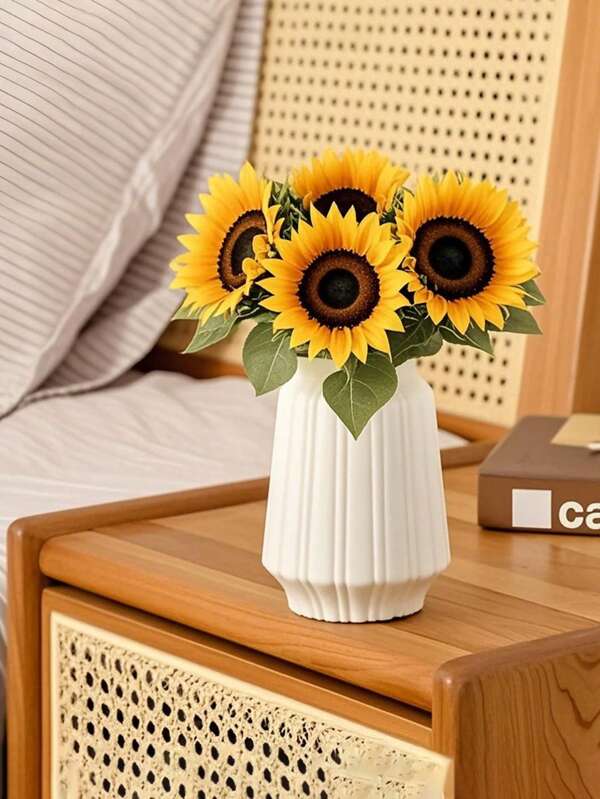 Ceramic-Like Plastic Small White Vase,Dopamine Dry Flower Vase,Minimalist Modern Home Decor For Tabletop, Fireplace, Bedroom, Kitchen & Office – Elegant Dry Flower Centerpiece Gift Idea