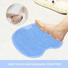 1pcs Wall Mounted Bath Massage Pad, Non-Slip Shower Foot Scrubber Massager With Exfoliation Cushion - Improves Circulation And Cleans Feet - Bathroom Accessories Bathroom Wash Foot Mat Exfoliating Dead Skin Foot Brush
