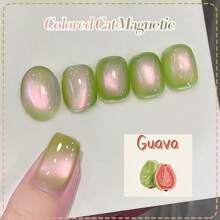 SHANGFEIYA 10ml Summer Ice Transparent Green Guava Cat's Eye Nail Polish Glue New Magnetic Powder Glass Bead Jelly Cat's Eye Nail DIY Factory Direct