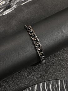 1 Stück Edelstahl schwarzes minimalistisches Ketten-Armband für Herren