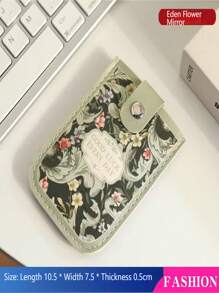Vintage Painting Style Pull-Out Card Holder, Minimalist Single-Layer Women Small Compact Slim Cartoon Design Card Case