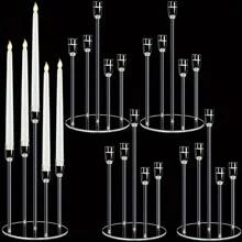 1/4pcs Acrylic 5-Arm Candle Holder, Metal 5-Arm Candle Holder, Transparent Candle Holder Center Decor Suitable For Wedding, Living Room, Dining Table, Christmas Decoration, Valentine's Day/New Year Gift