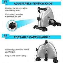 Mini Exercise Bike Portable Home Pedal Exerciser Gym Fitness Leg Arm - A-sliver - View 4