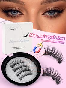 MAGEFY 1/2 Pair CC Curly Magnetic False Eyelashes Set - Natural Looking Reusable Eyelashes, 8-12mm Faux Mink Lashes, Suitable For Daily Wear, Waterproof, Magnetic Clips, No Glue Needed, Cartoon Style Mixed Pointed Tail, Lengthening & Volumizing, Ideal For Party, School, Work And Travel - Natural Lashes - View 2