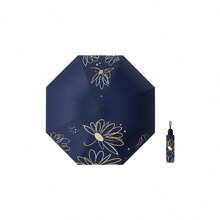1 pieza Paraguas elegante y compacto de resina negra, resistente al viento y de doble uso contra el sol y la lluvia para mujer, regalo de verano para refrescarse, playa y viaje