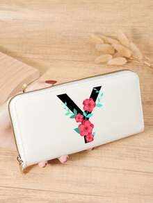 Burgundy Bag Charry Red Bag Wine Red Bag, A-Z Letter Print Fold Over Long Wallet Women Fashion Modern Business Slim Portable Versatile Large Capacity Credit Card Zipper ID Card Money Cash Storage Business Casual Perfect School College Work Business Commute Teachers' Day Back To School Holiday Office For Birthday Gift On Valentine Day Lady Female Women White-Collar Workers College Student,Bag School Supplies For School Dorm Room & Back To School - Burgundy - View 32