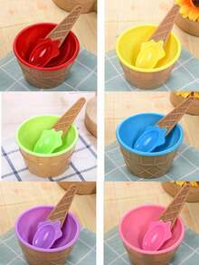 4/2/1set Ice Cream Bowl And Spoon Set, Reusable Ice Cream Cup, Random Set Of Ice Cream Birthday Party Decoration - Multicolor - View 6