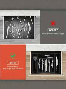 1 organizer per cucina e cassetti bianco/nero/grigio, vassoio portaposate allungabile da cucina, scatola portaposate e portaposate, scatola di immagazzinaggio in plastica regolabile per cucchiai, forchette e posate, grande regalo per le vacanze