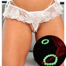Glow In The Dark Thai Panties Sexy Polka Dots Lingerie Stimulating Adjustable - trắng - Xem 1