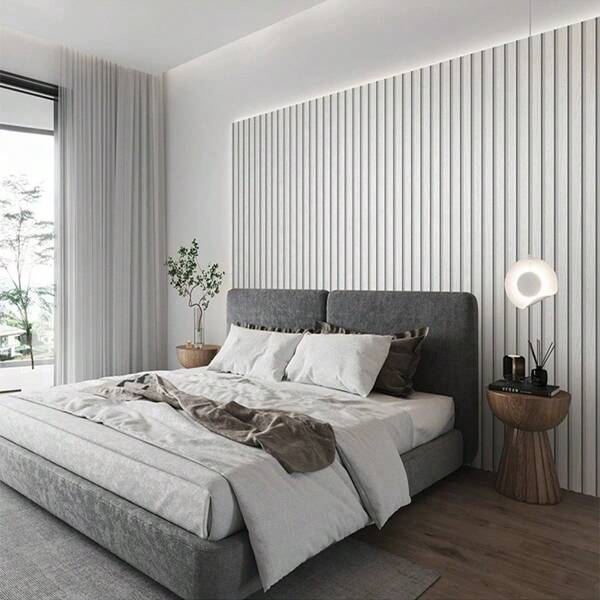 1 rouleau de 45 cm/17,72 po*300 cm, 500 cm/118,11 po, 196,85 po Papier peint adhésif PVC, design de lignes rayées minimaliste moderne, sticker mural de décoration de pièce, convient pour le salon fond TV, chambre à coucher, bureau