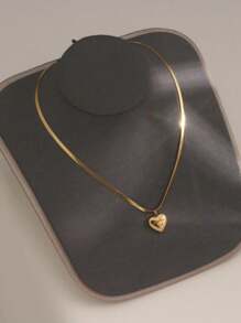 1 Stück minimalistischer, vielseitiger Herz- & Buchstaben 18K Goldplattierter Edelstahl Anhänger Halskette, geeignet für den täglichen Gebrauch und als Geschenk zum Geburtstag/für Paare