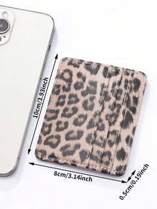 1pc Daily Credit/Debit Card Organizer Wallet Multi-Slots Leopard Print Card Case Unisex For Women Card Wallet Wallet Mini Wallet Purse Wallet - Khaki - View 6