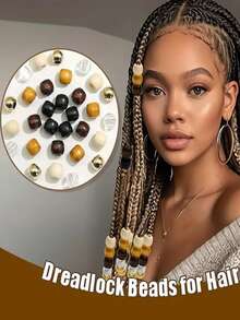 60颗编织木珠 + 6颗彩色发饰发夹，可用于制作发饰、可爱发饰、发夹等，适合学校用品和发饰。