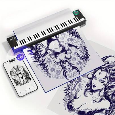  PeriPage 40 Sheets Tattoo Transfer Paper, A4 Size Stencil Paper For Tattooing - High-Visibility Purple Dye, Easy Transfer Tattoo Stencil Paper For Professional And Personal Use