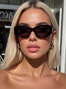 1 Pair Black Cat Eye Shaped Sunglasses, Style, Suitable For Electronic Music Festivals, Travel, Vacation, Sports, Driving, Festivals, Beach, Outings, Summer Accessories, Family Outings, Golf, Hiking, Elegant Attire, Street Style Accessories, Vacation Atmosphere, Sports, Parties, Outdoor Activities, Street Style, Fishing, Outdoor Activities, Holidays, Vacation - Multicolor - View 1