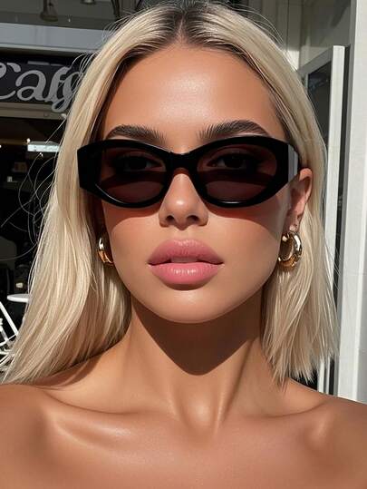 1 para czarnych okularów przeciwsłonecznych w kształcie kocich oczu, styl, odpowiednie na festiwale muzyki elektronicznej, podróże, wakacje, sport, jazdę samochodem, festiwale, plażę, wycieczki, akcesoria letnie, wyjścia rodzinne, golf, piesze wycieczki, elegancki ubiór, akcesoria w stylu ulicznym, atmosferę wakacji, sport, imprezy, zajęcia na świeżym powietrzu, styl uliczny, wędkarstwo, zajęcia na świeżym powietrzu, święta, wakacje