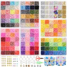 3600/23000 buc. Mărgele de argilă Set de fabricare a brățărilor 144 de culori 7 cutii Set de mărgele Heishi din polimer plat pentru realizarea de bijuterii de prietenie cu brelocuri cu pandantiv Artizanat Cadouri pentru fete și adulți