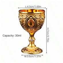 1pc European Vintage Faux Gemstone Metal Goblet, Suitable For Wedding Anniversary, Drinking Red Wine, White Wine, Champagne, Wine, Spirits