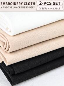 2 piezas de tela de bordado hecha a mano en caqui/negro/blanco, con suavidad moderada, superficie limpia, hilos distribuidos uniformemente, adecuada para manualidades de bordado