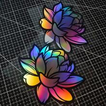 1pc Bright Lotus Flower Sticker, Car Decorative Accessory, Laser Theme, Floral, Japanese Style (JDM), Suitable For Car Window, Motorcycle, Bumper - one-size - View 8