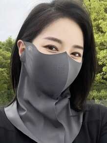 1pc Women Lightweight Ice Silk Face Mask With Sun Protection, Breathable Openwork, Solid Color, Suitable For Outdoor Riding, Daily Use
