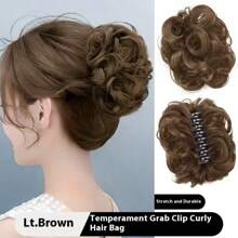 1pc European And American Curly Messy Bun Hair Claw Clip, Elegant Fluffy Synthetic Hair Bun Holder, Hair Accessory For Volumizing And Curling Hairstyles, Suitable For Daily Wear, Outings And Styling Hair Clips Hair Jaw Clip Hair Clamps Hair Clutch Hair Catcher Clip