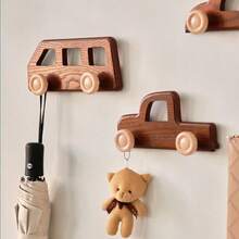 儿童房可爱木质衣架，免钻衣帽钩，玄关衣柜壁挂式衣帽钩 - 彩色 - 查看 3