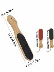 1pc Double Sided Wooden Handle Foot File, Removes Dead Skin & Calluses, Foot Scrubber, Pedicure Tool
