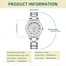 BIDEN 1 peça pequeno relógio redondo retrô luxuoso feminino, elegante relógio de quartzo com pulseira, design clássico relógio feminino com data