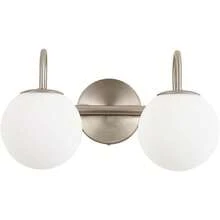 Modern Bathroom Vanity Light Fixtures 2 Lights Brushed Brass Milk White Globe Glass Shade Modern Wall Bar Sconce Lighting Bath Vanity Lights Over Mirror (Exclude G9 Bulb) - Brushed Nickel - View 1