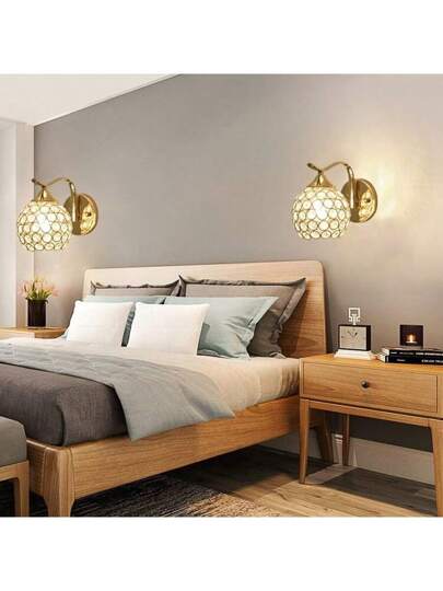 Pc Wand Lamp Bedside Verlichting LED, Minimalist Moderne Bedroom, Living Room, Hallway, Staircase, Nordic Luxe Crystal, Fixture (Bulb Not Included) view 7