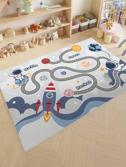 قطعة واحدة سجادة ذات نمط كرتوني لرواد الفضاء والكواكب، سجادة بطراز كرتوني، سجادة حقل كواكب، سجادة رائد فضاء، سجادة صاروخ، سجادة للألعاب، من مواد صديقة للفراء، سجادة غرفة المعيشة، سجادة غرفة النوم، سجادة صغيرة، سجادة كبيرة، سجادة المطبخ، سجادة حمام