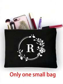 1/2 pezzi Borsa shopping tela con stampa lettere iniziali dalla A alla Z, con borsa portaoggetti cosmetici inclusa, borsa personalizzata, grande capacità, adatto per matrimoni, compleanni, spiaggia, vacanze, scuola, ottimo regalo per donne, mamme, insegnanti, amiche, damigelle d'onore, studenti, borsa grande. Borsa casual capiente e portatile, adatta per lo shopping multifunzionale